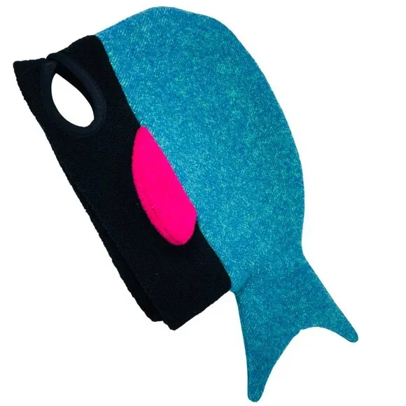 Bula Whimsical Whale Fish Mask Hat For Kids & Adults In Teal Pink Vintage - Picture 5 of 12